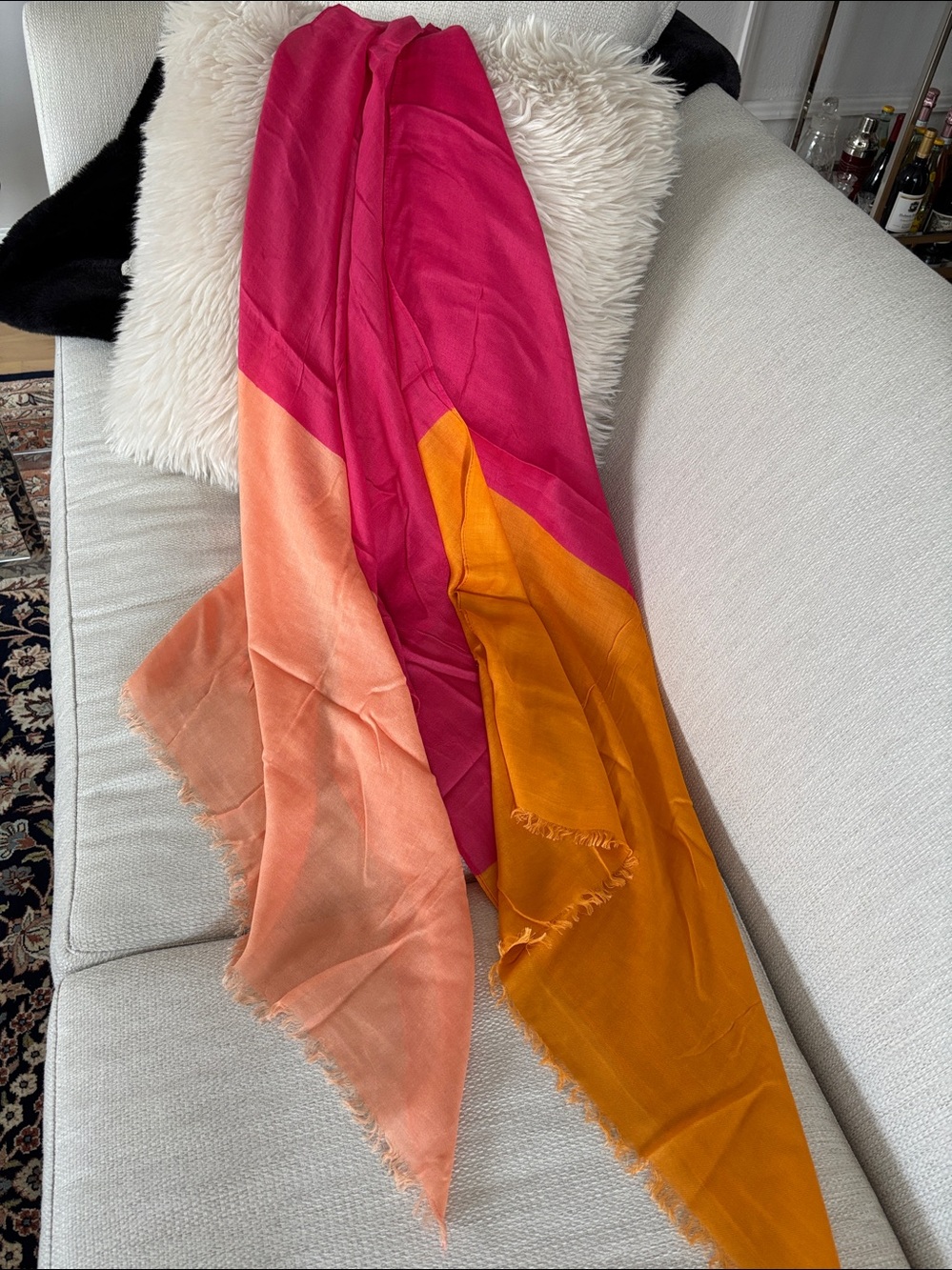 NWOT Talbots Colorblock Wrap Scarf in Hot Pink, Orange, Peach 80x28